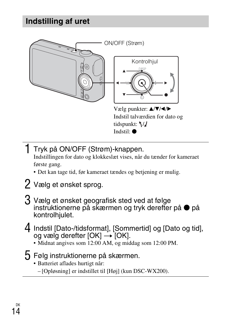 Indstilling af uret | Sony DSC-WX60 User Manual | Page 486 / 611