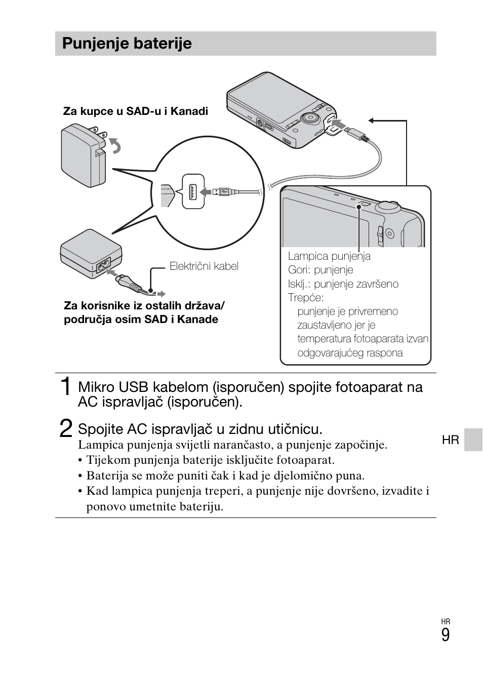 Punjenje baterije | Sony DSC-WX60 User Manual | Page 511 / 611