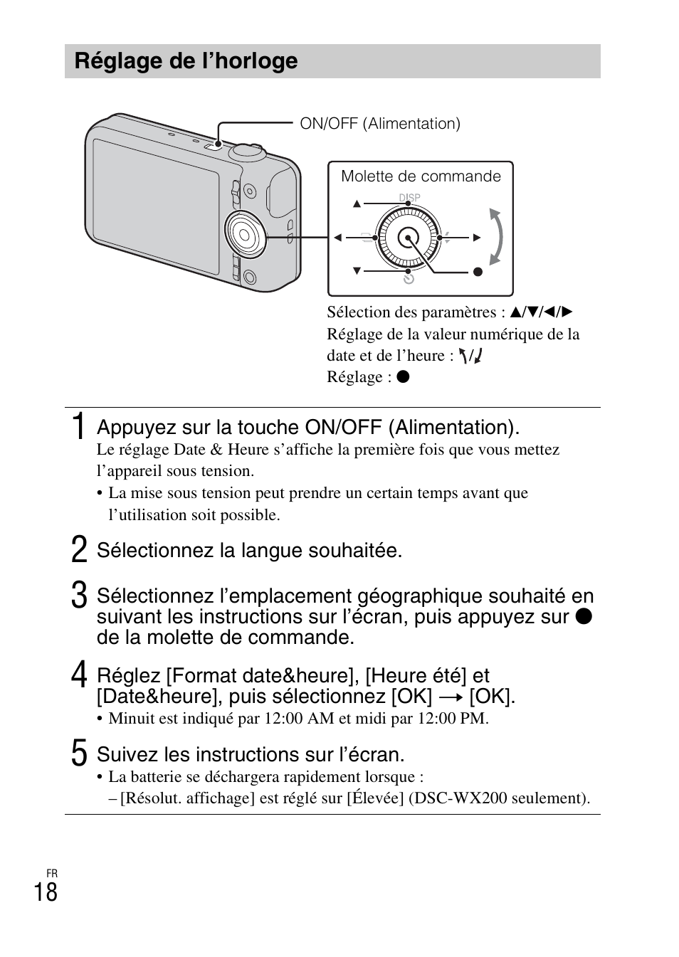 Réglage de l’horloge | Sony DSC-WX60 User Manual | Page 52 / 611
