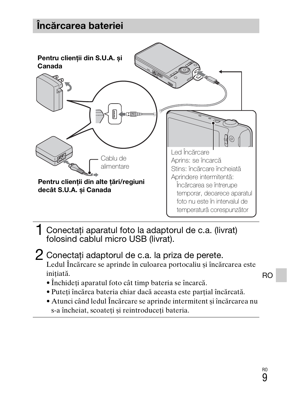 Încărcarea bateriei | Sony DSC-WX60 User Manual | Page 545 / 611