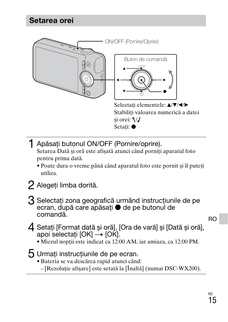 Setarea orei | Sony DSC-WX60 User Manual | Page 551 / 611