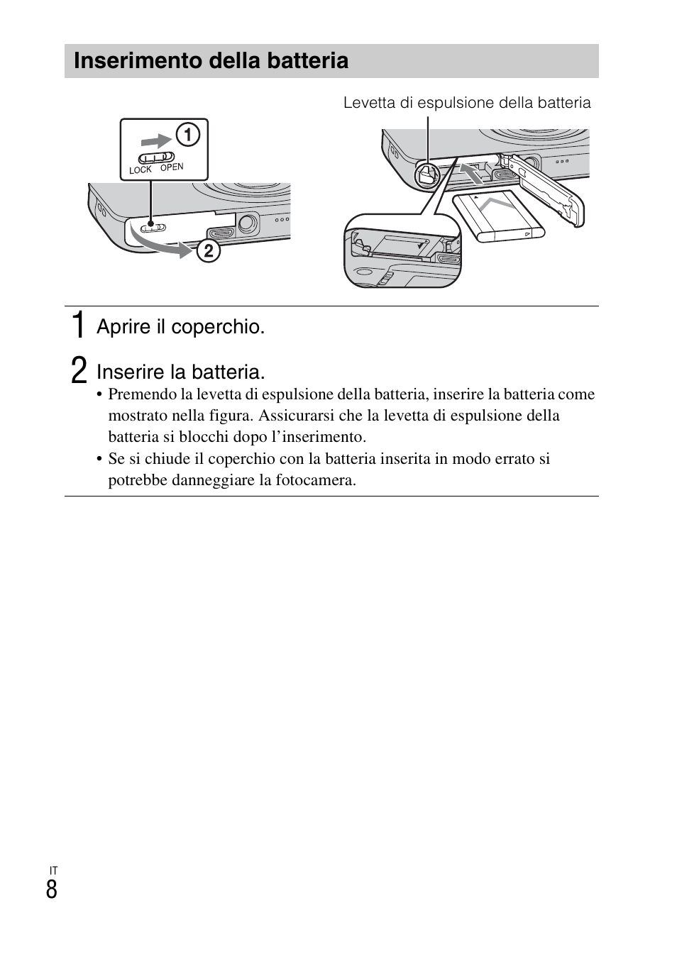 Inserimento della batteria | Sony DSC-WX60 User Manual | Page 78 / 611