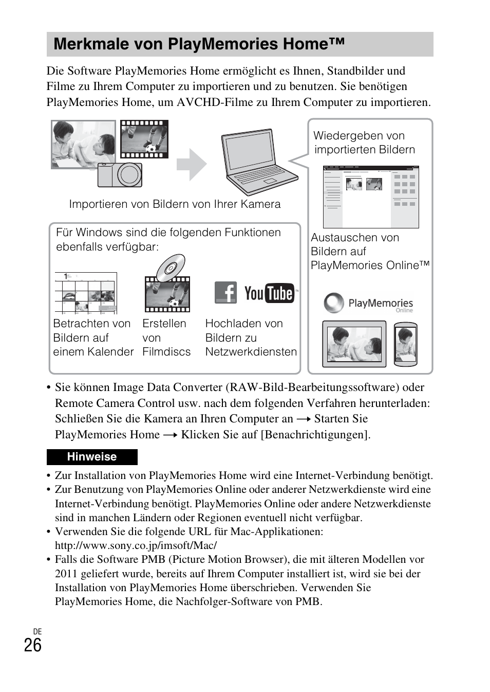 Merkmale von playmemories home, Seite 26 | Sony ILCE-6000L User Manual | Page 102 / 519