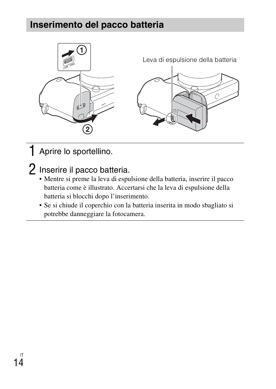 Inserimento del pacco batteria | Sony ILCE-6000L User Manual | Page 166 / 519