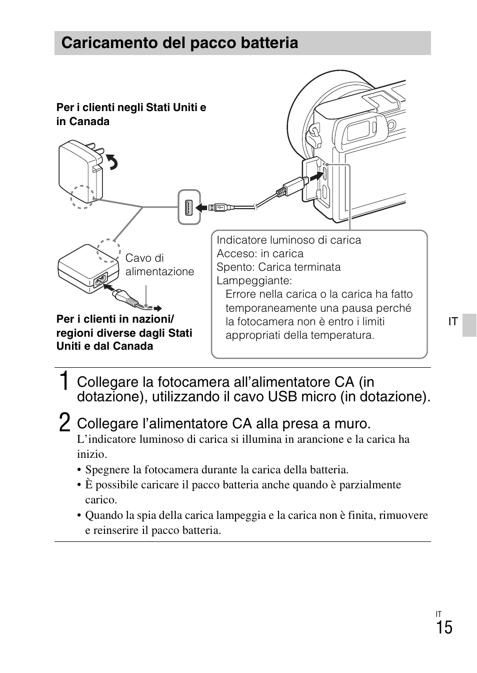 Caricamento del pacco batteria | Sony ILCE-6000L User Manual | Page 167 / 519