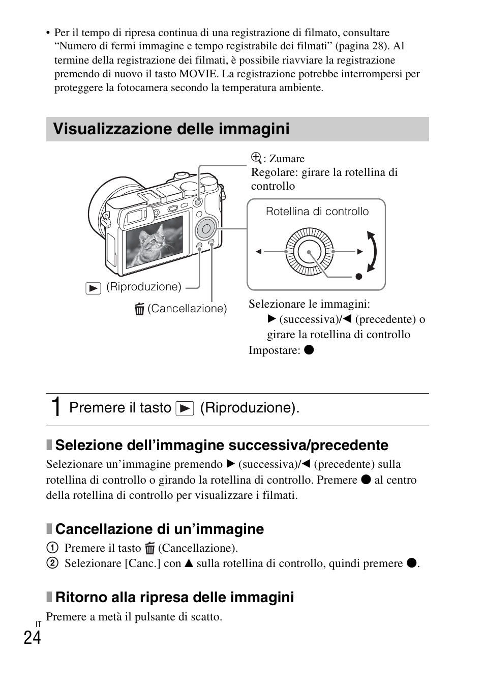 Visualizzazione delle immagini | Sony ILCE-6000L User Manual | Page 176 / 519