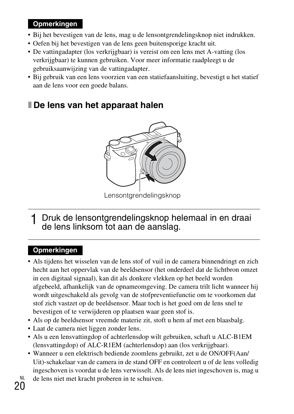 Xde lens van het apparaat halen | Sony ILCE-6000L User Manual | Page 248 / 519