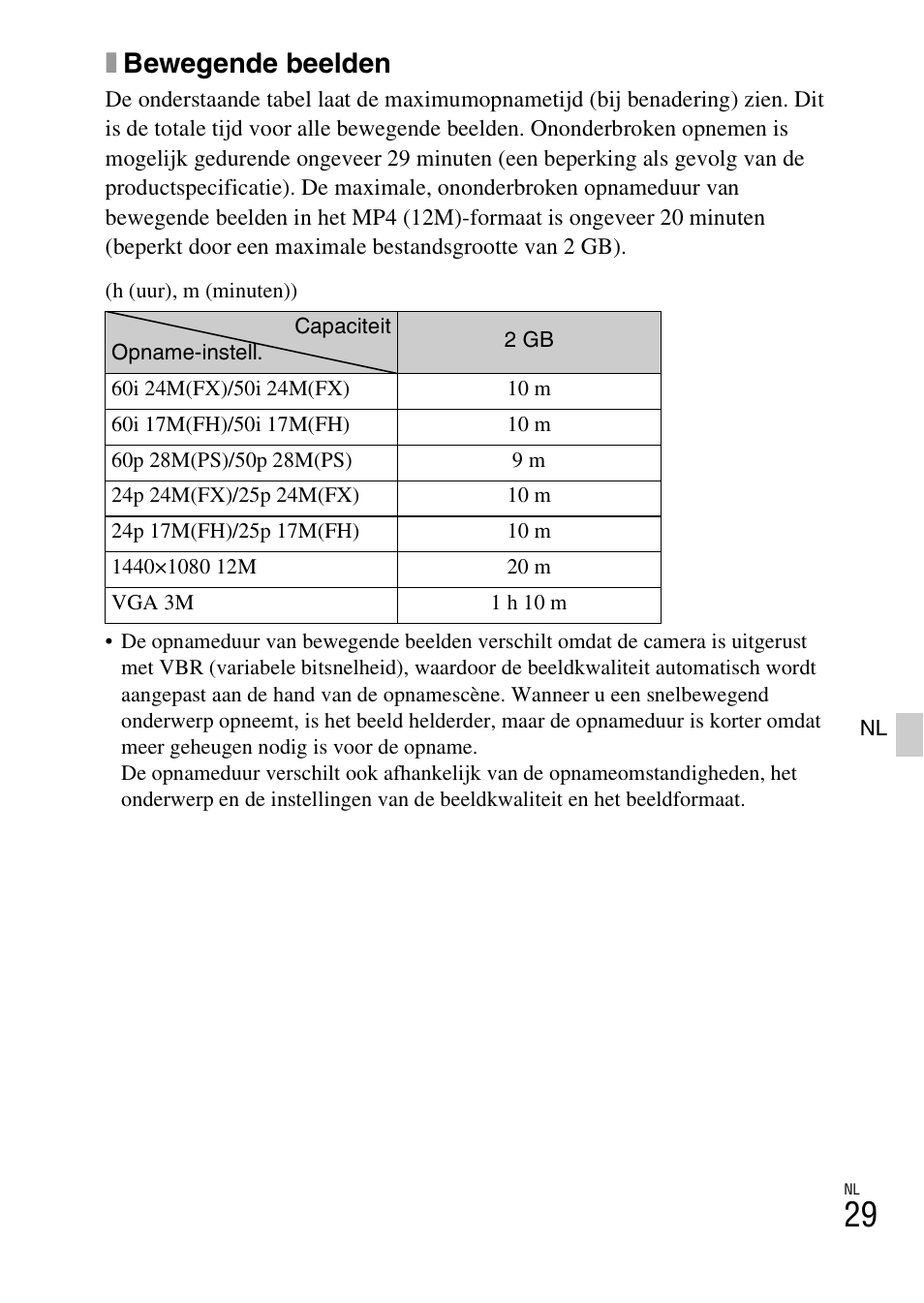 Xbewegende beelden | Sony ILCE-6000L User Manual | Page 257 / 519