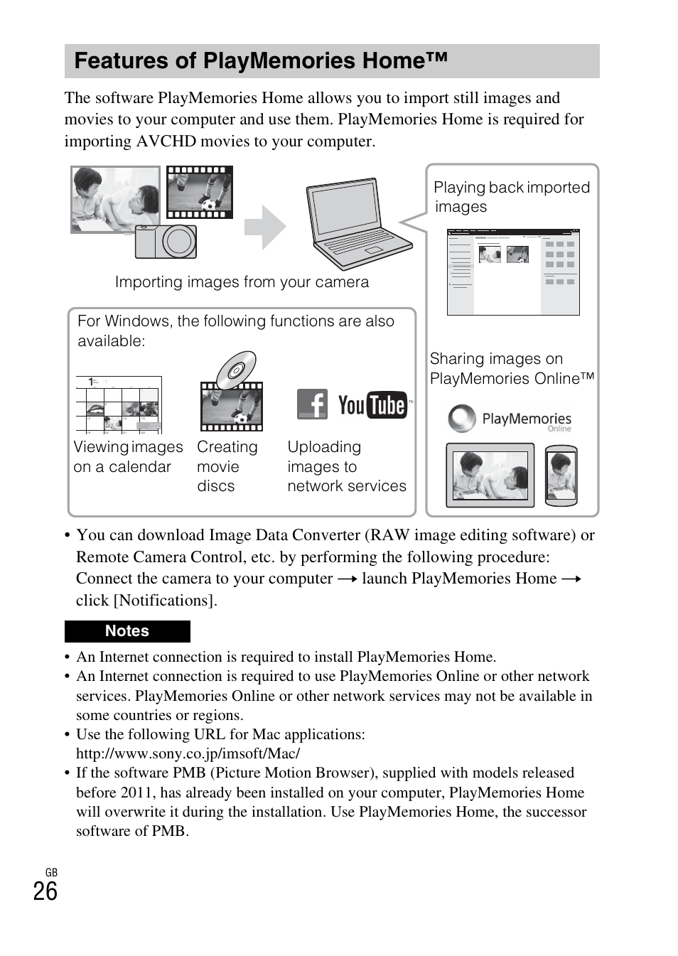 Features of playmemories home, P. 26 | Sony ILCE-6000L User Manual | Page 26 / 519