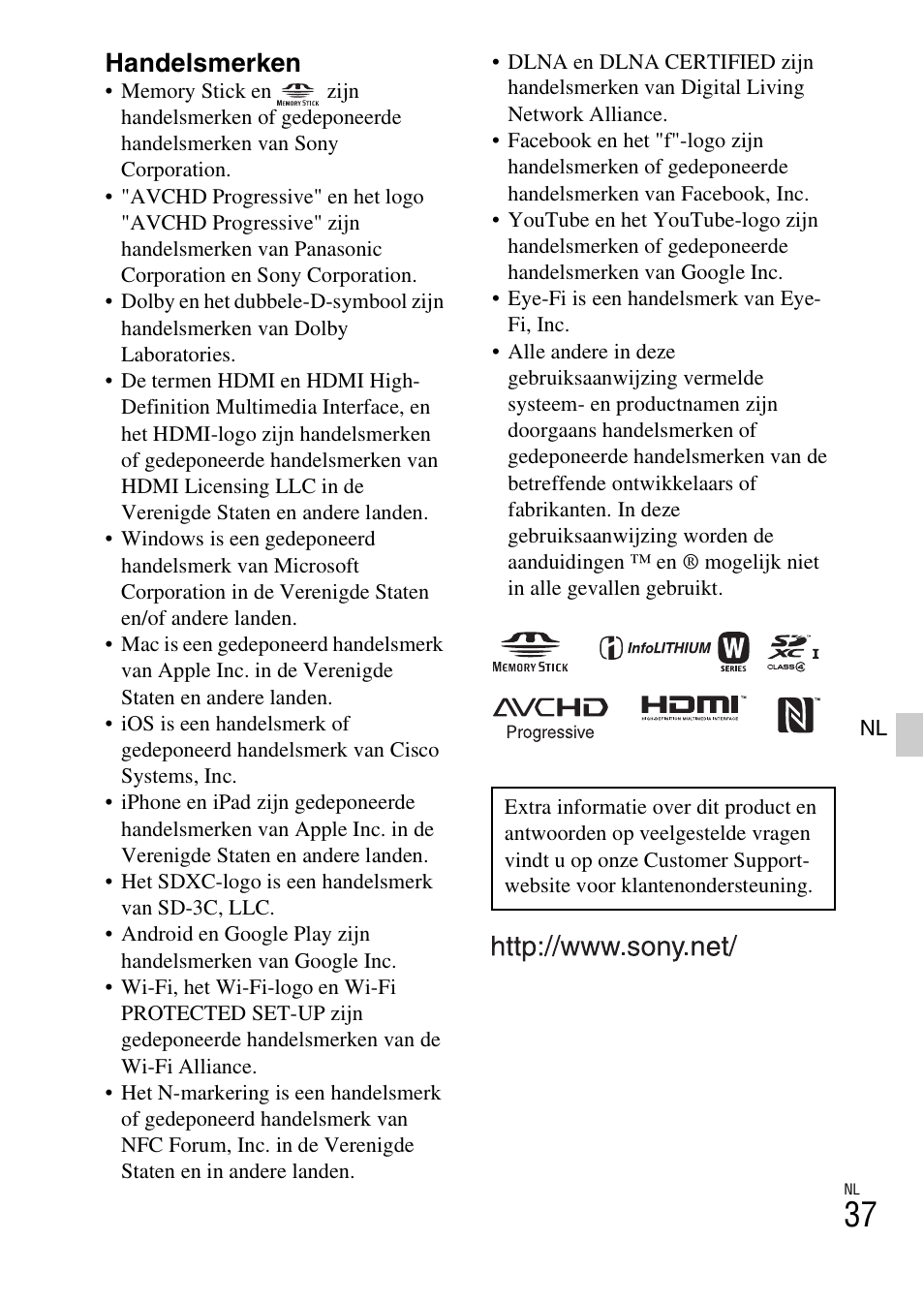 Handelsmerken | Sony ILCE-6000L User Manual | Page 265 / 519