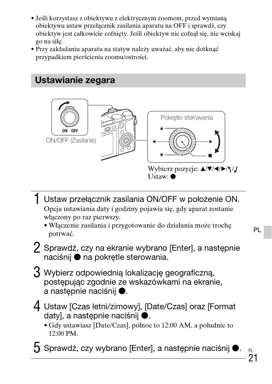 Ustawianie zegara | Sony ILCE-6000L User Manual | Page 285 / 519
