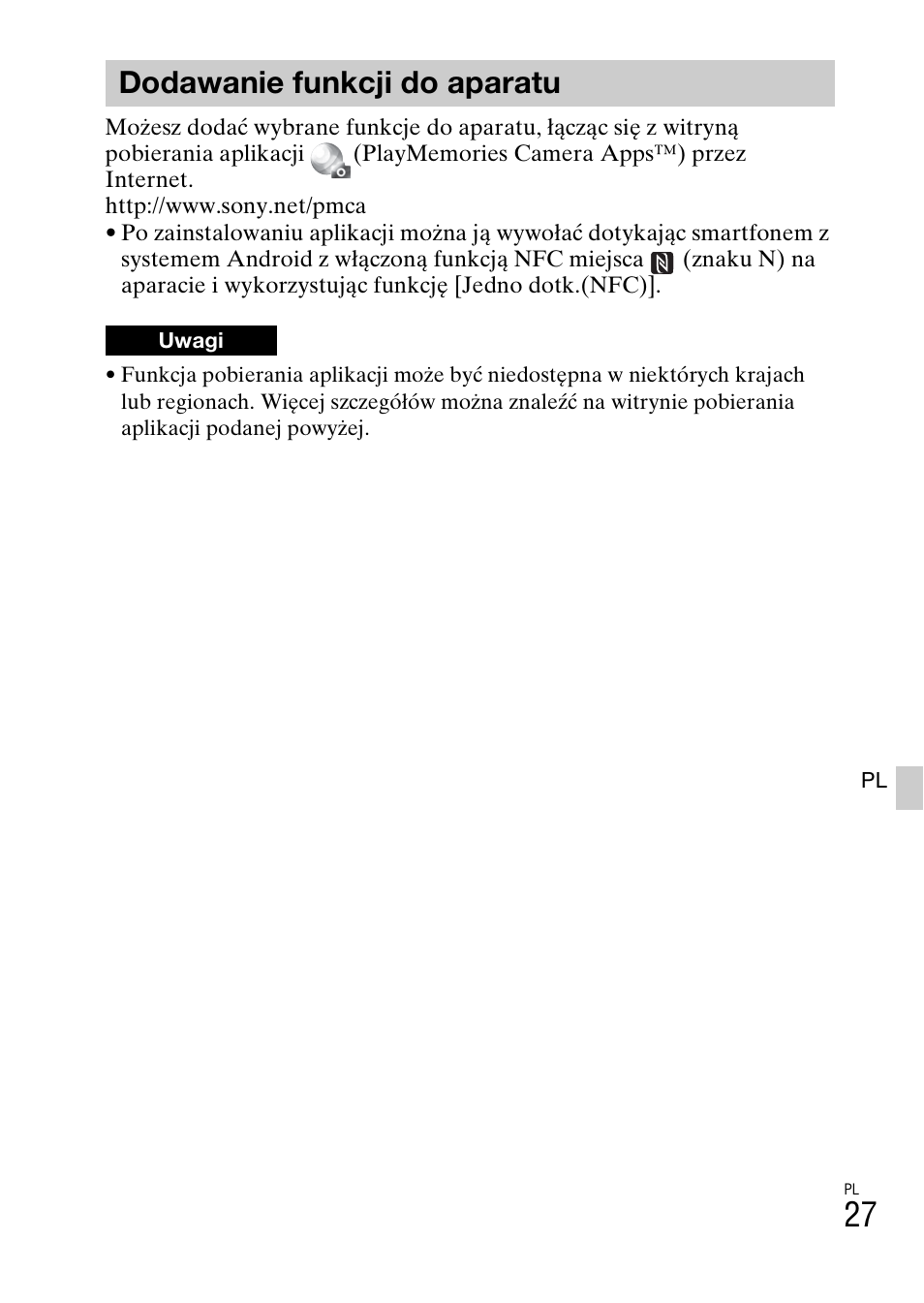 Dodawanie funkcji do aparatu | Sony ILCE-6000L User Manual | Page 291 / 519