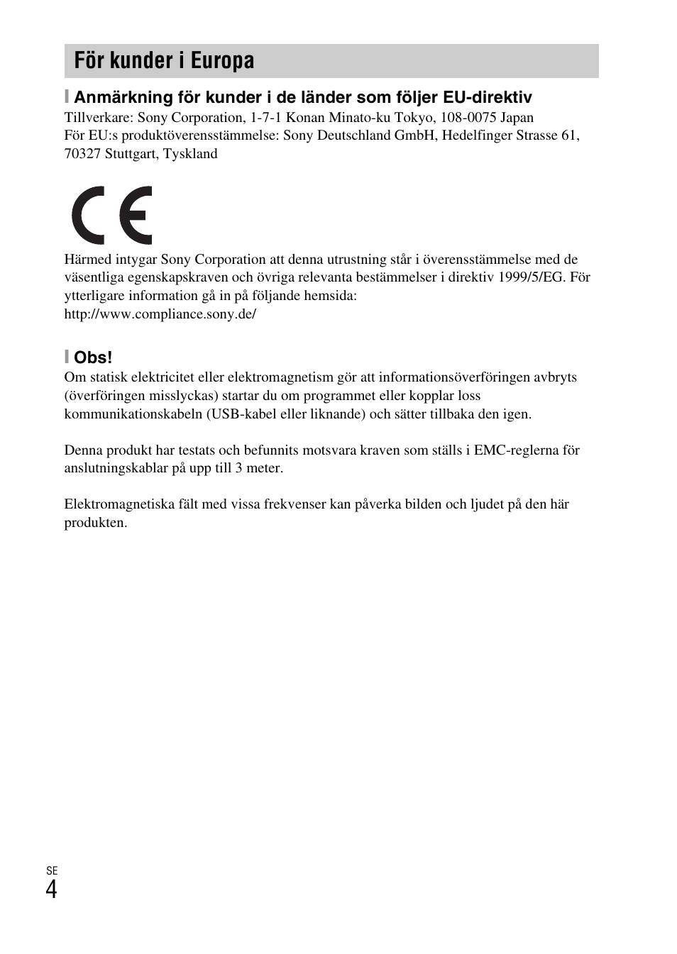 För kunder i europa | Sony ILCE-6000L User Manual | Page 384 / 519