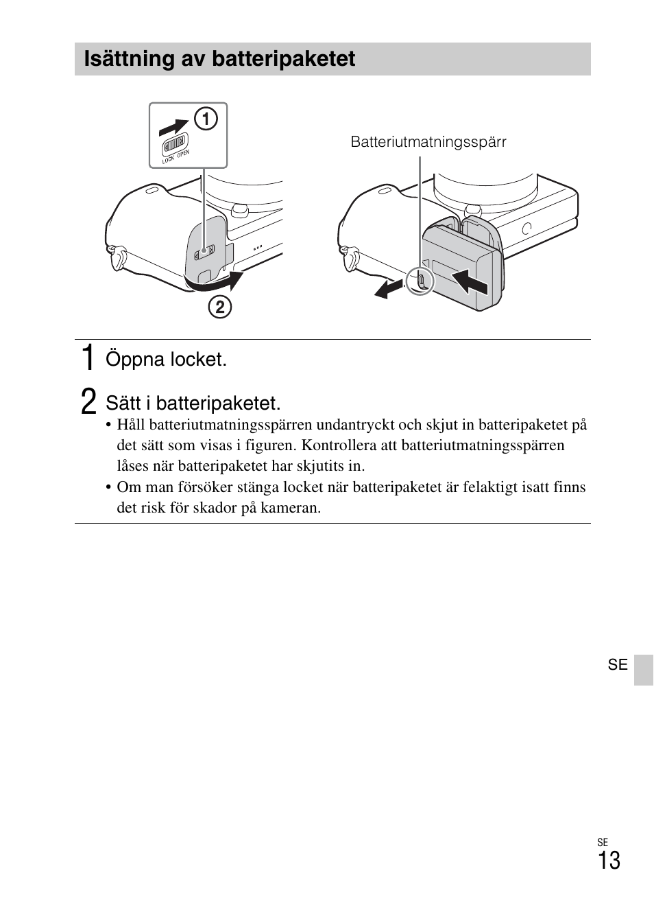 Isättning av batteripaketet | Sony ILCE-6000L User Manual | Page 393 / 519