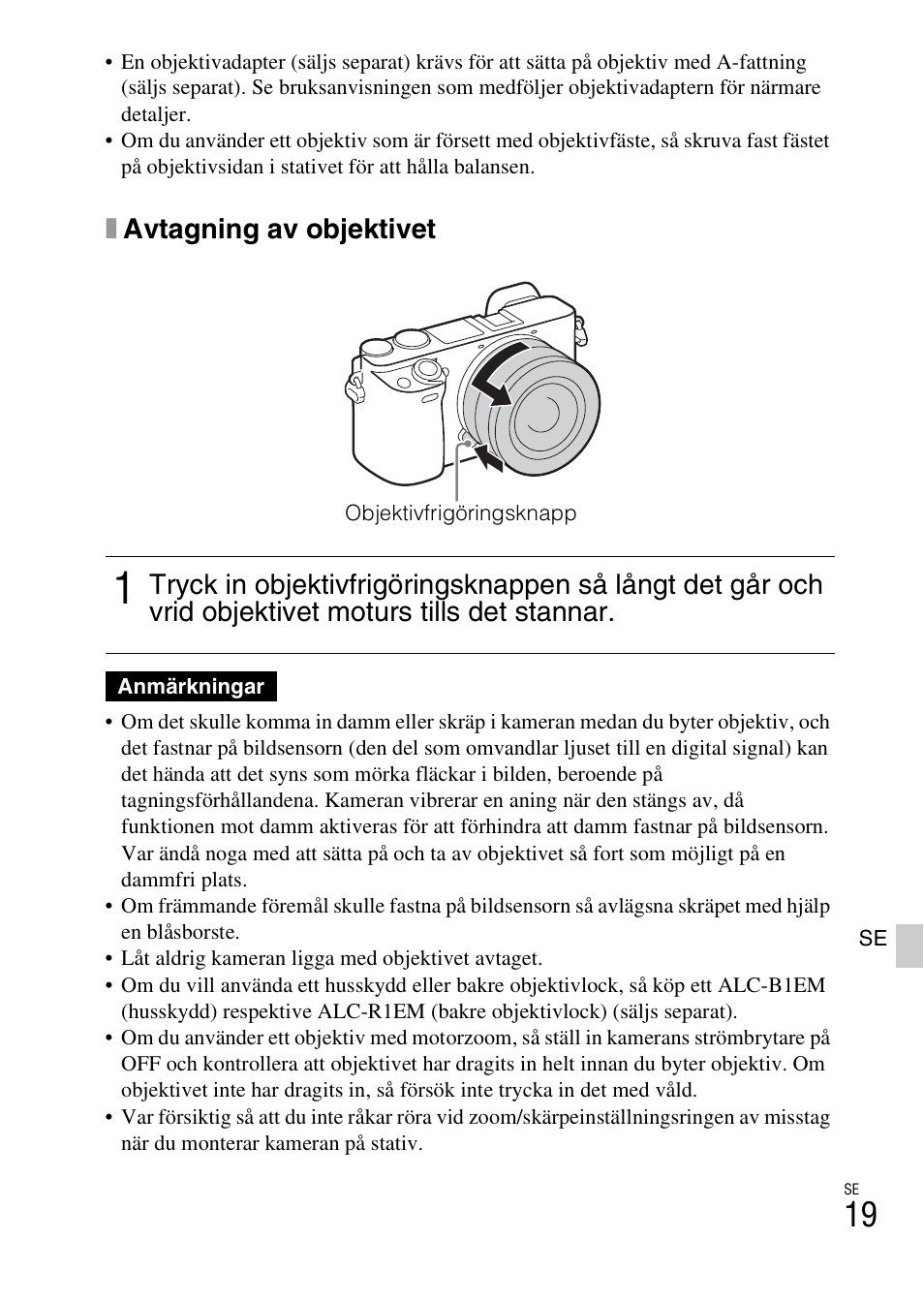 Xavtagning av objektivet | Sony ILCE-6000L User Manual | Page 399 / 519