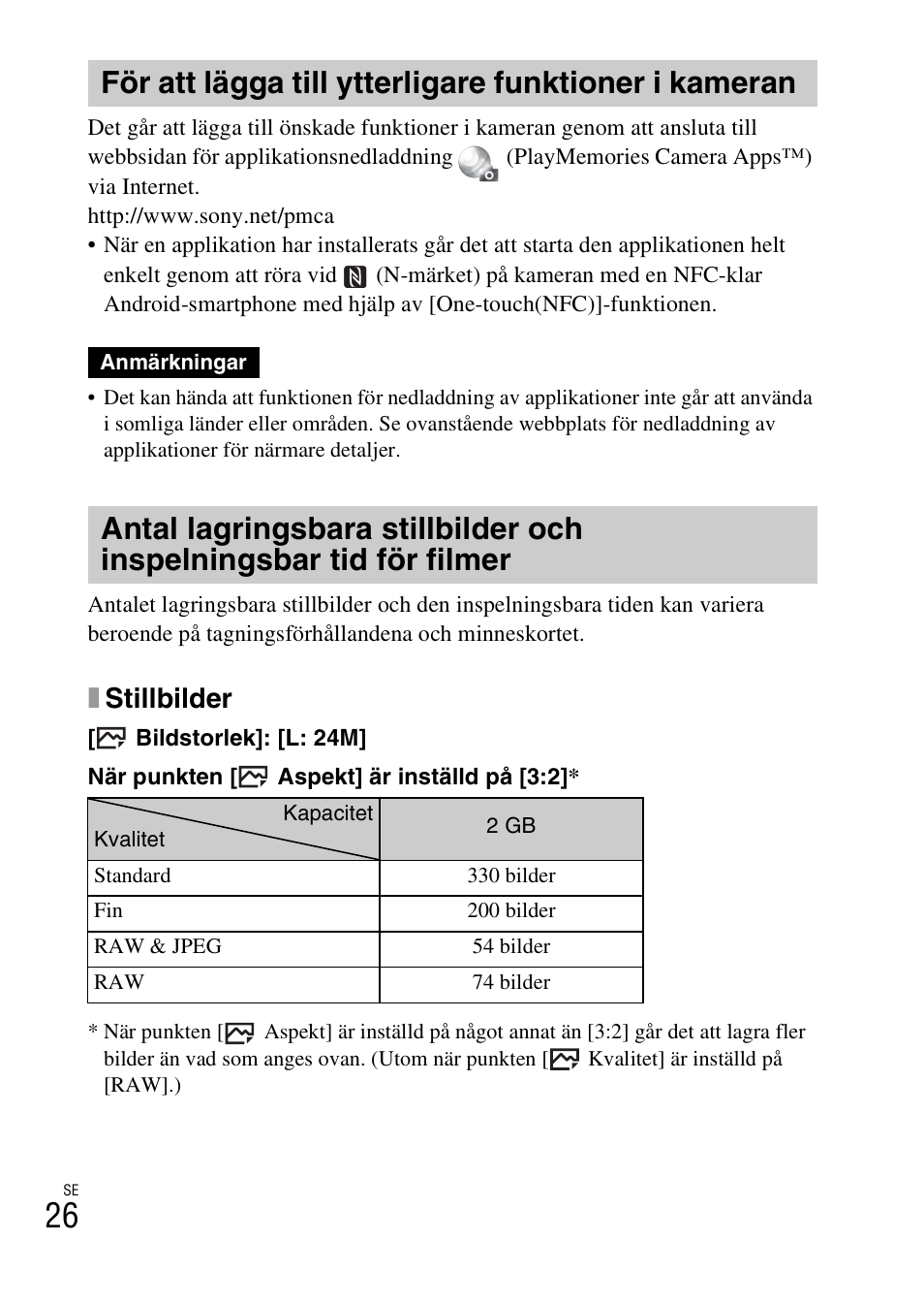 Sidan 26, Xstillbilder | Sony ILCE-6000L User Manual | Page 406 / 519