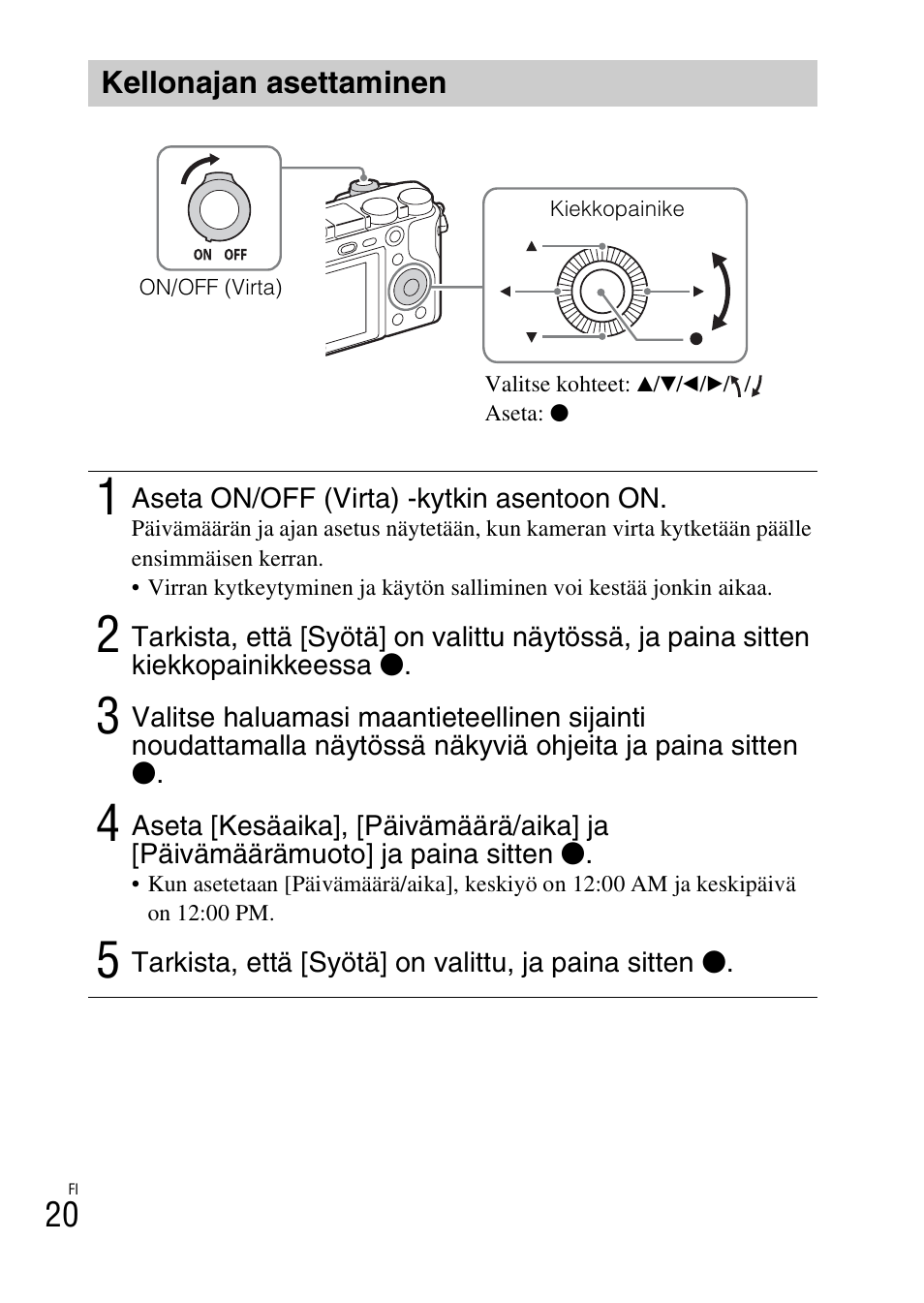 Kellonajan asettaminen | Sony ILCE-6000L User Manual | Page 434 / 519