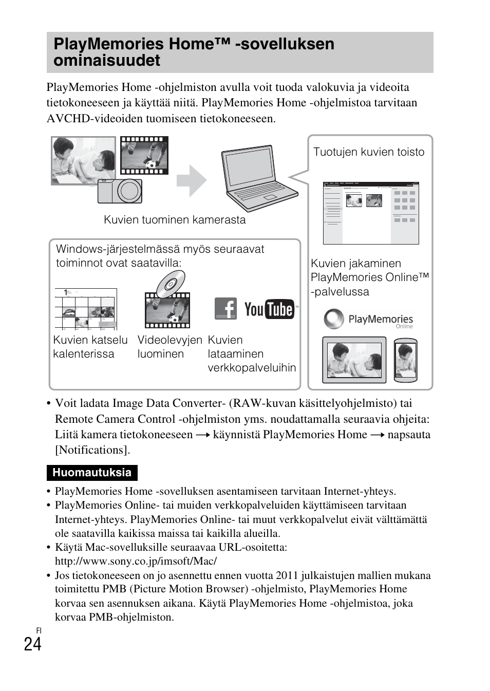 Playmemories home™ -sovelluksen ominaisuudet, Sivu 24 | Sony ILCE-6000L User Manual | Page 438 / 519