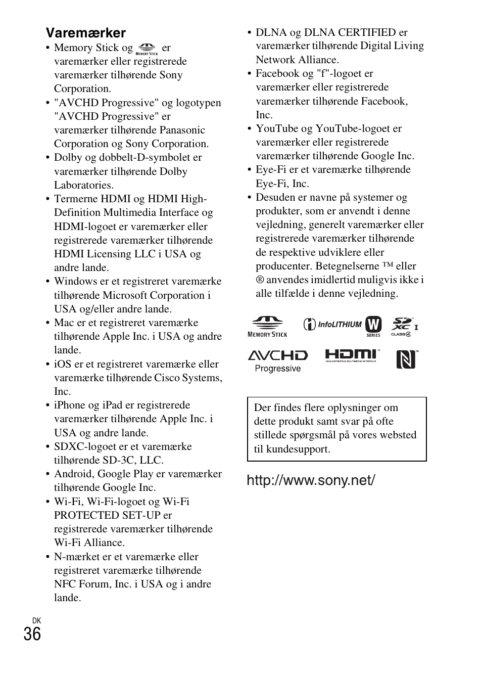 Varemærker | Sony ILCE-6000L User Manual | Page 518 / 519