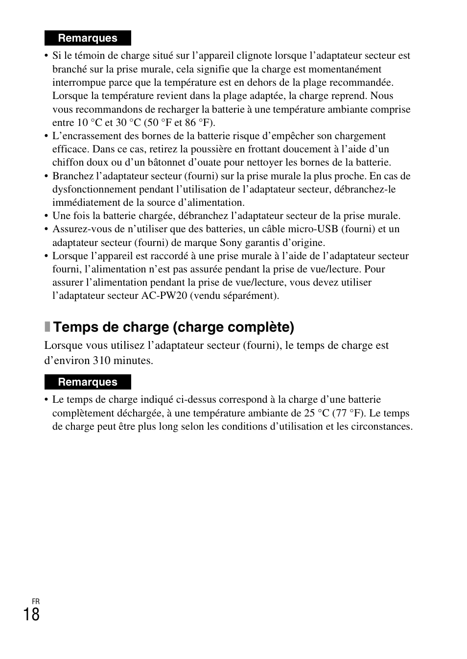 Xtemps de charge (charge complète) | Sony ILCE-6000L User Manual | Page 54 / 519