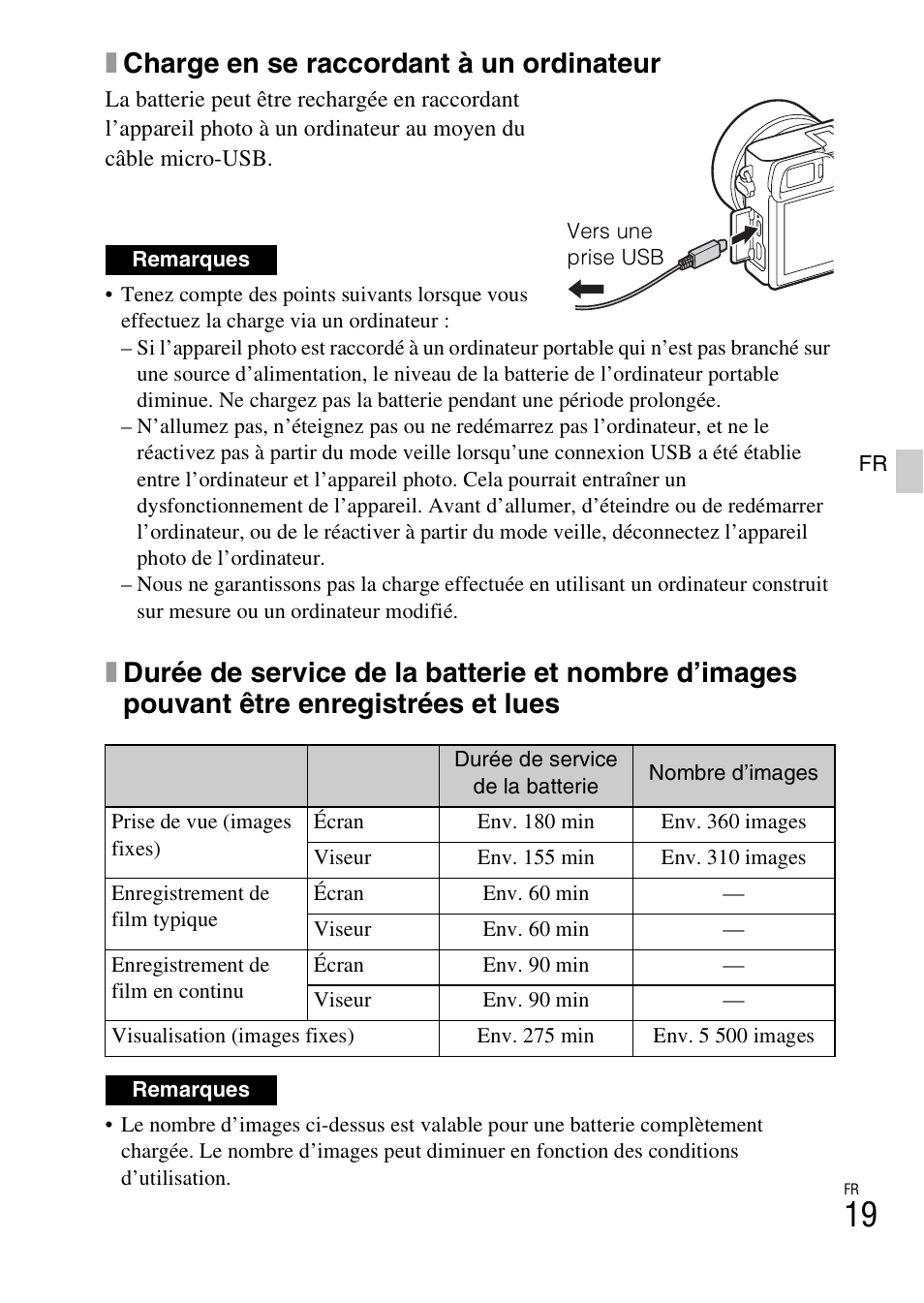 Xcharge en se raccordant à un ordinateur | Sony ILCE-6000L User Manual | Page 55 / 519