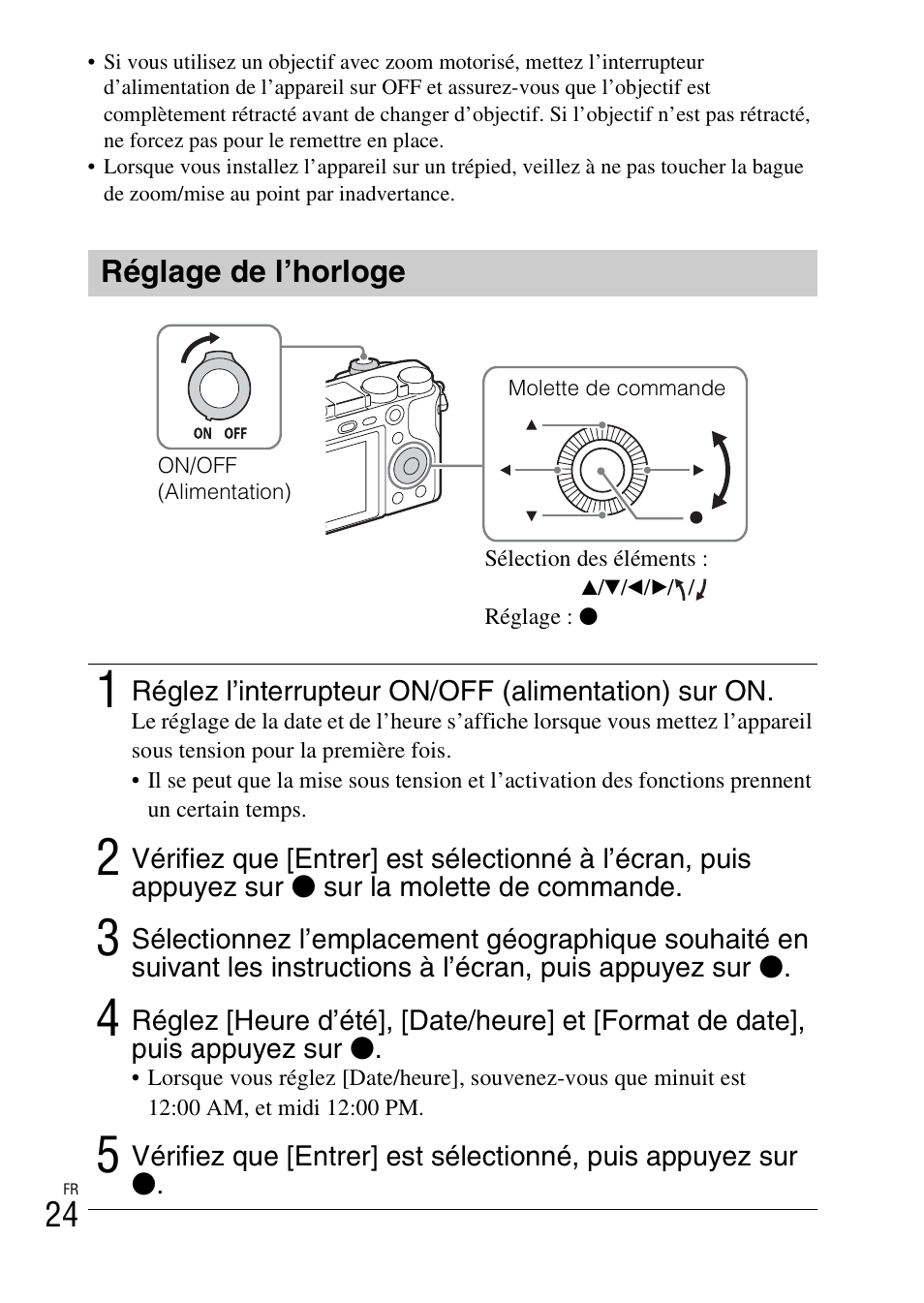 Réglage de l’horloge | Sony ILCE-6000L User Manual | Page 60 / 519