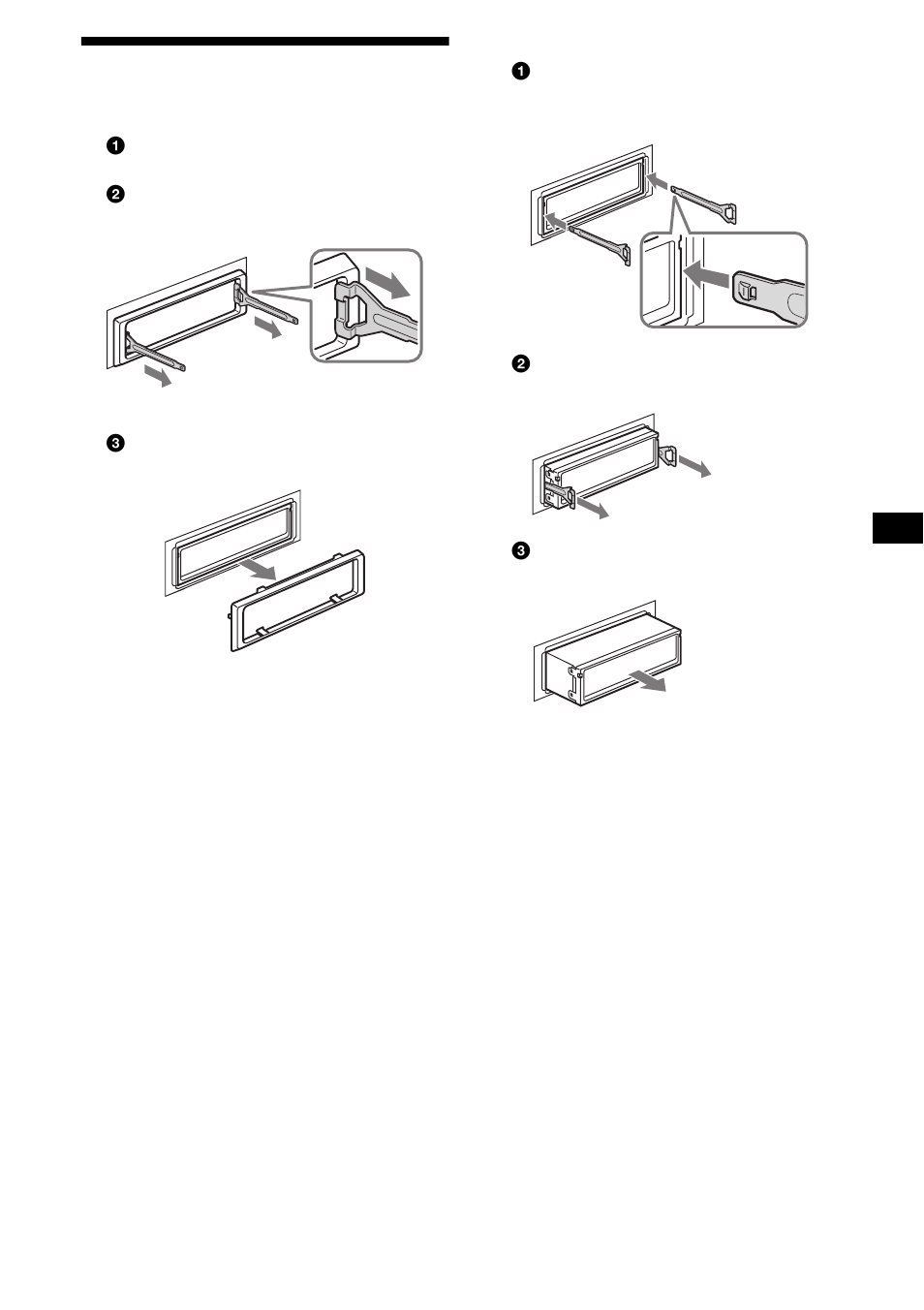 Rimozione dell’apparecchio, 27 rimozione dell’apparecchio | Sony MDX-F5800 User Manual | Page 119 / 156