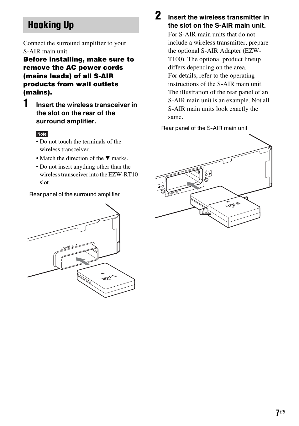 Hooking up | Sony WAHT-SBP2 User Manual | Page 7 / 140