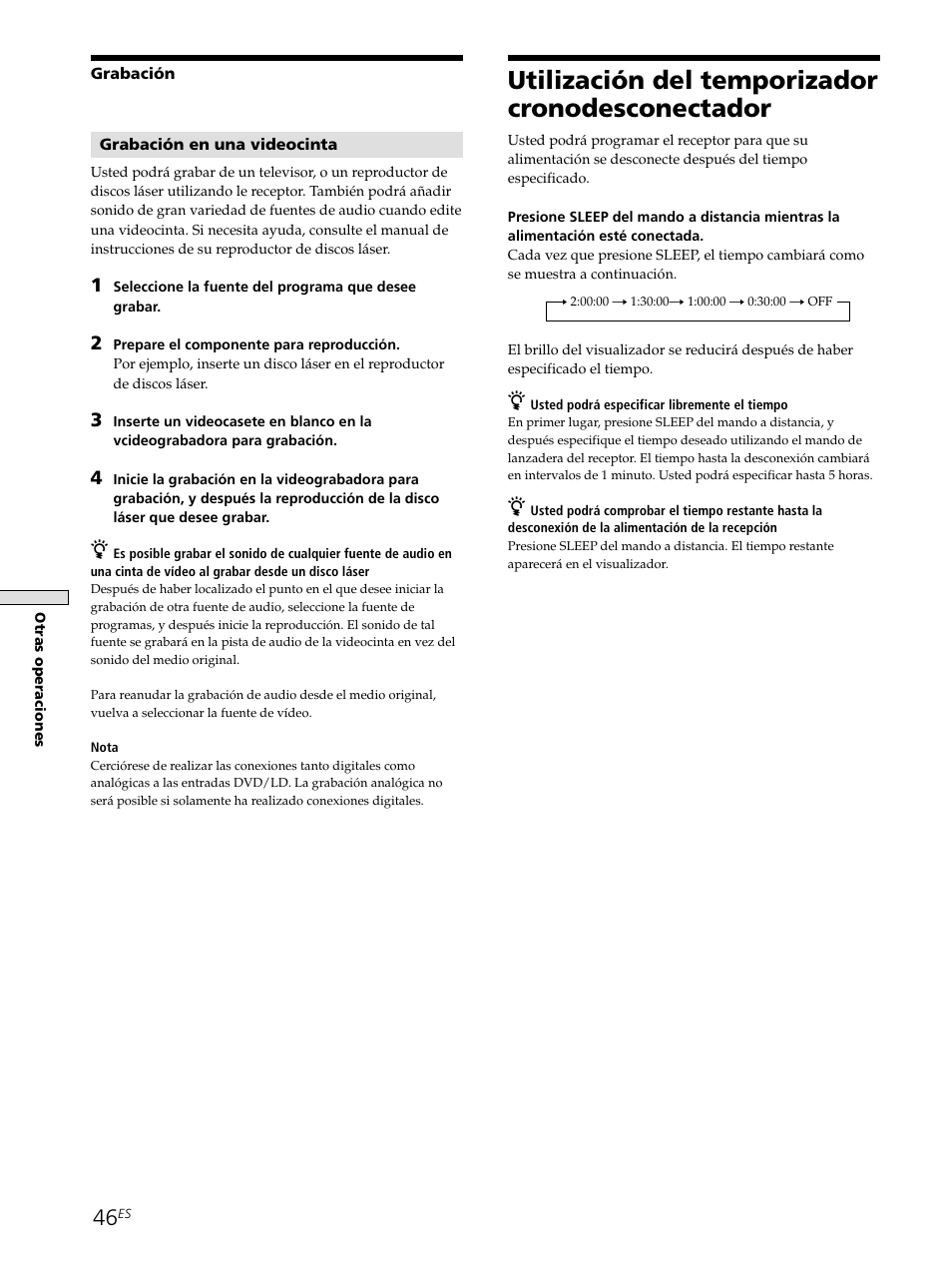 Utilización del temporizador cronodesconectador | Sony STR-SE501 User Manual | Page 102 / 226