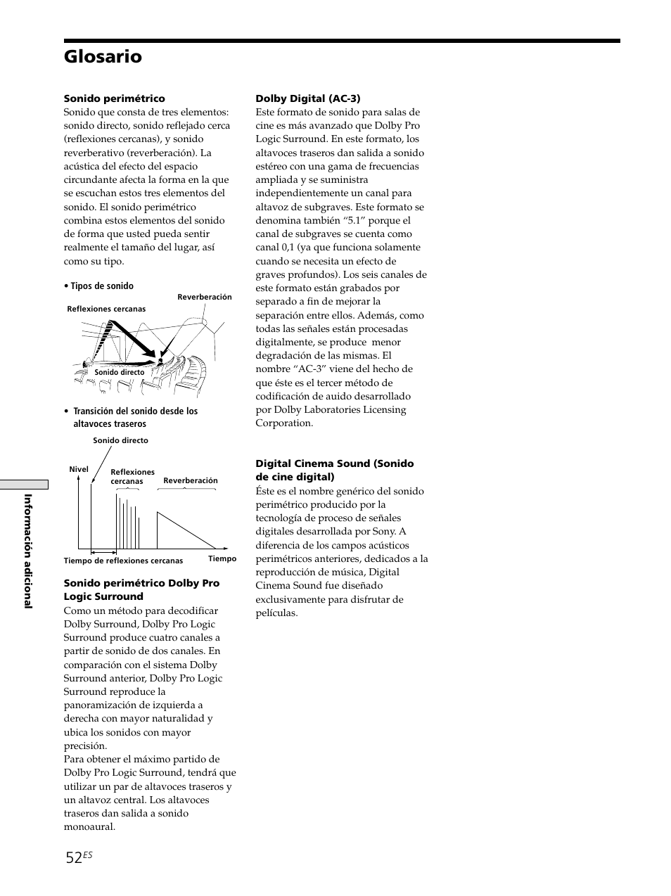 Glosario | Sony STR-SE501 User Manual | Page 108 / 226