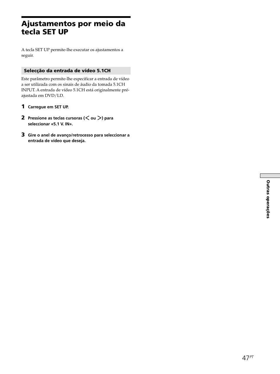 Ajustamentos por meio da tecla set up | Sony STR-SE501 User Manual | Page 215 / 226