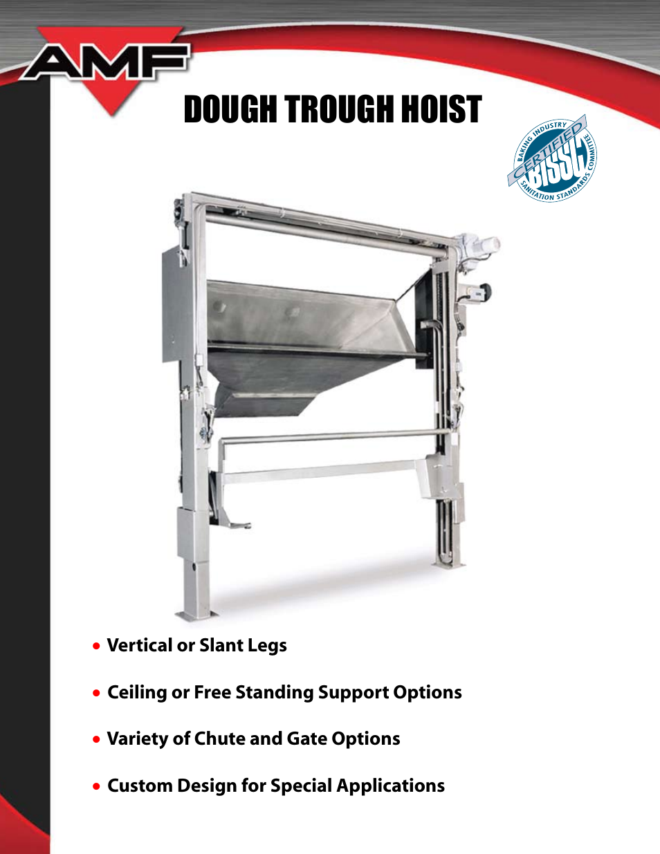 AMF Dough Trough Hoist User Manual | 2 pages