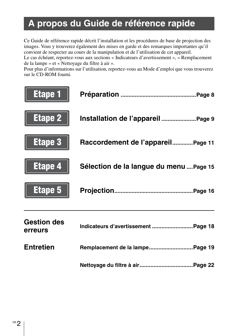 A propos du guide de référence rapide | Sony VPL-HW55ES User Manual | Page 24 / 134