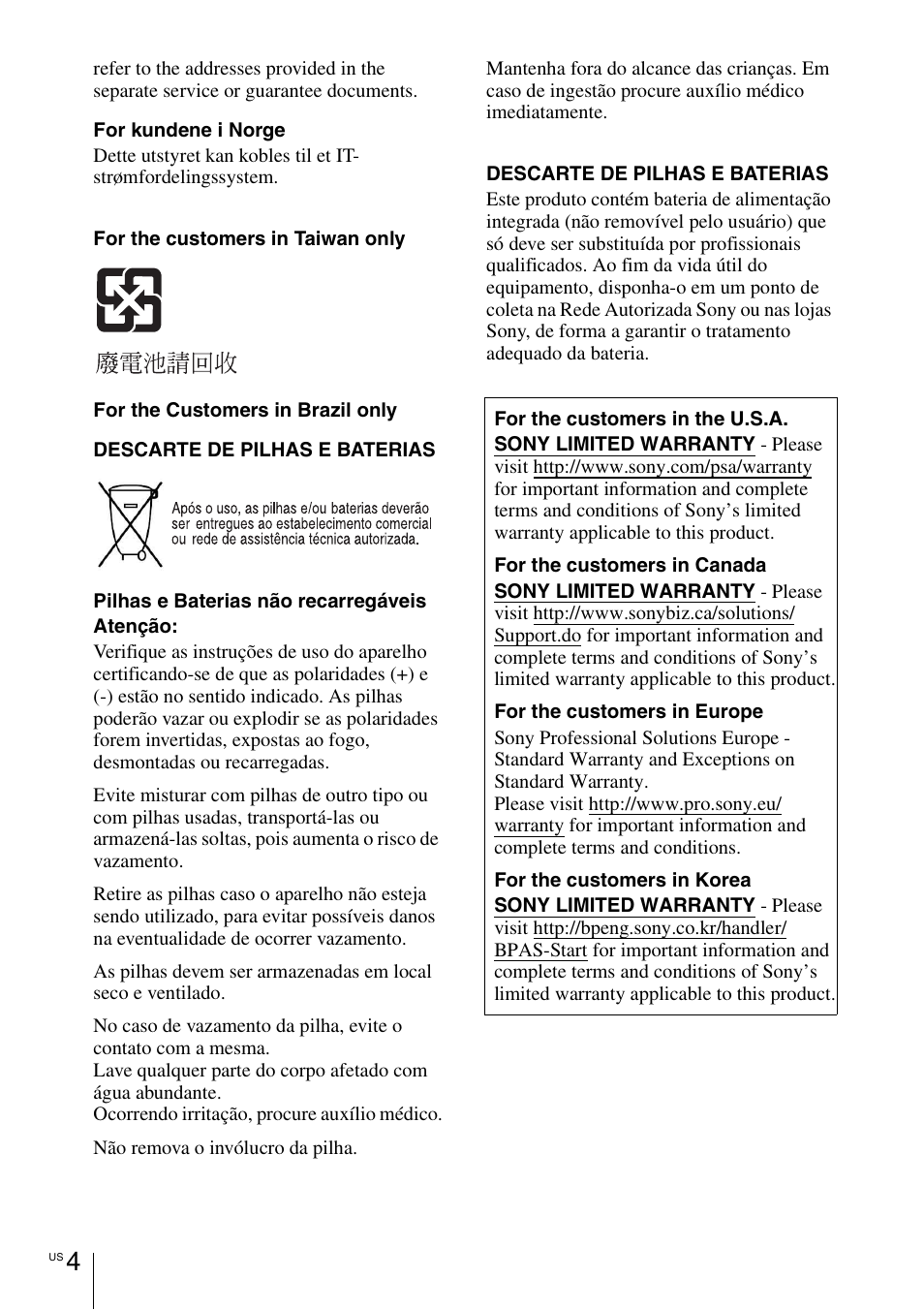 Sony VPL-HW55ES User Manual | Page 4 / 134