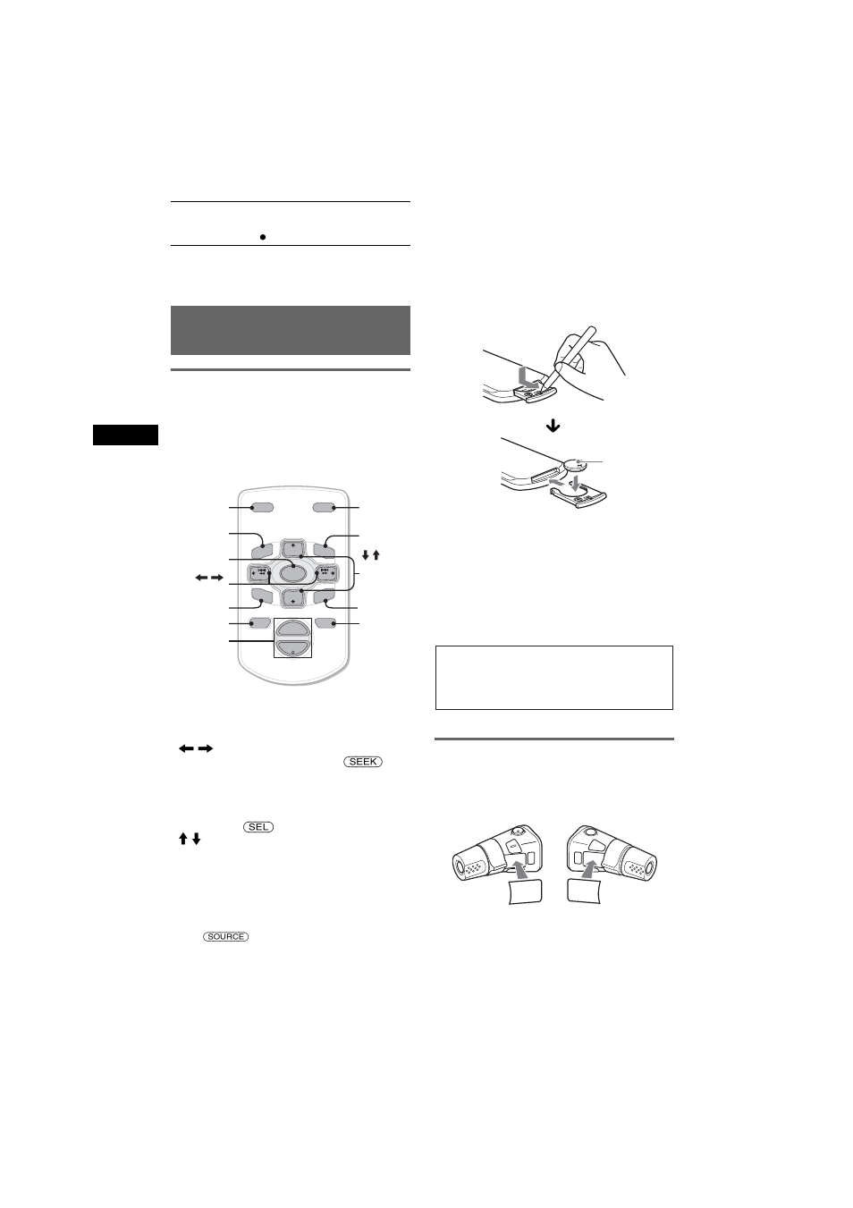 Using optional remote commanders, Card remote commander rm-x114, Rotary commander rm-x4s | Location of controls, Replacing the lithium battery, Attaching the label | Sony CDX-S2050V User Manual | Page 10 / 80