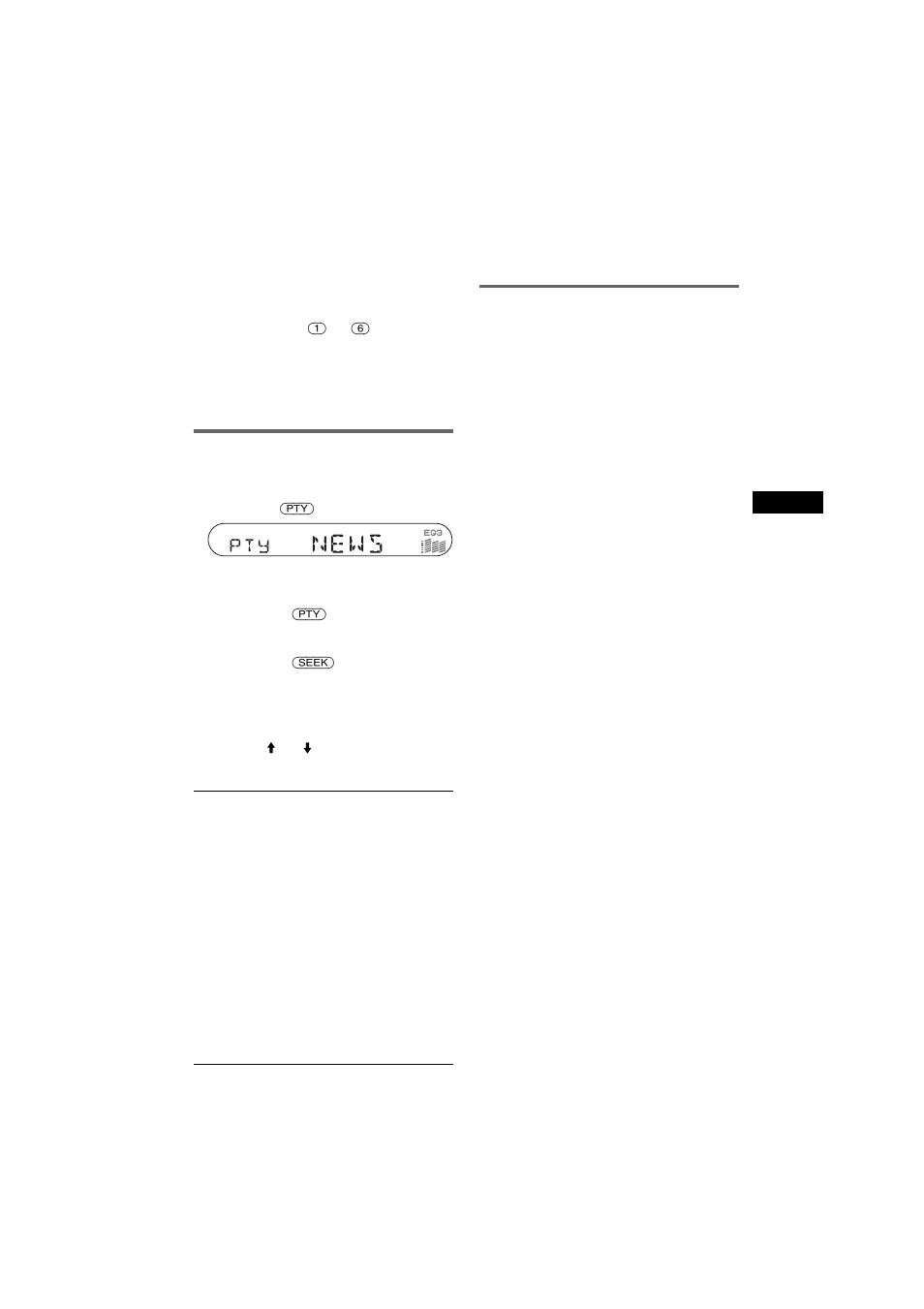 Auswählen des programmtyps (pty), Einstellen der uhrzeit (ct), Auswählen des programmtyps (pty) 1 | Einstellen der uhrzeit (ct) 1 | Sony CDX-S2050V User Manual | Page 23 / 80