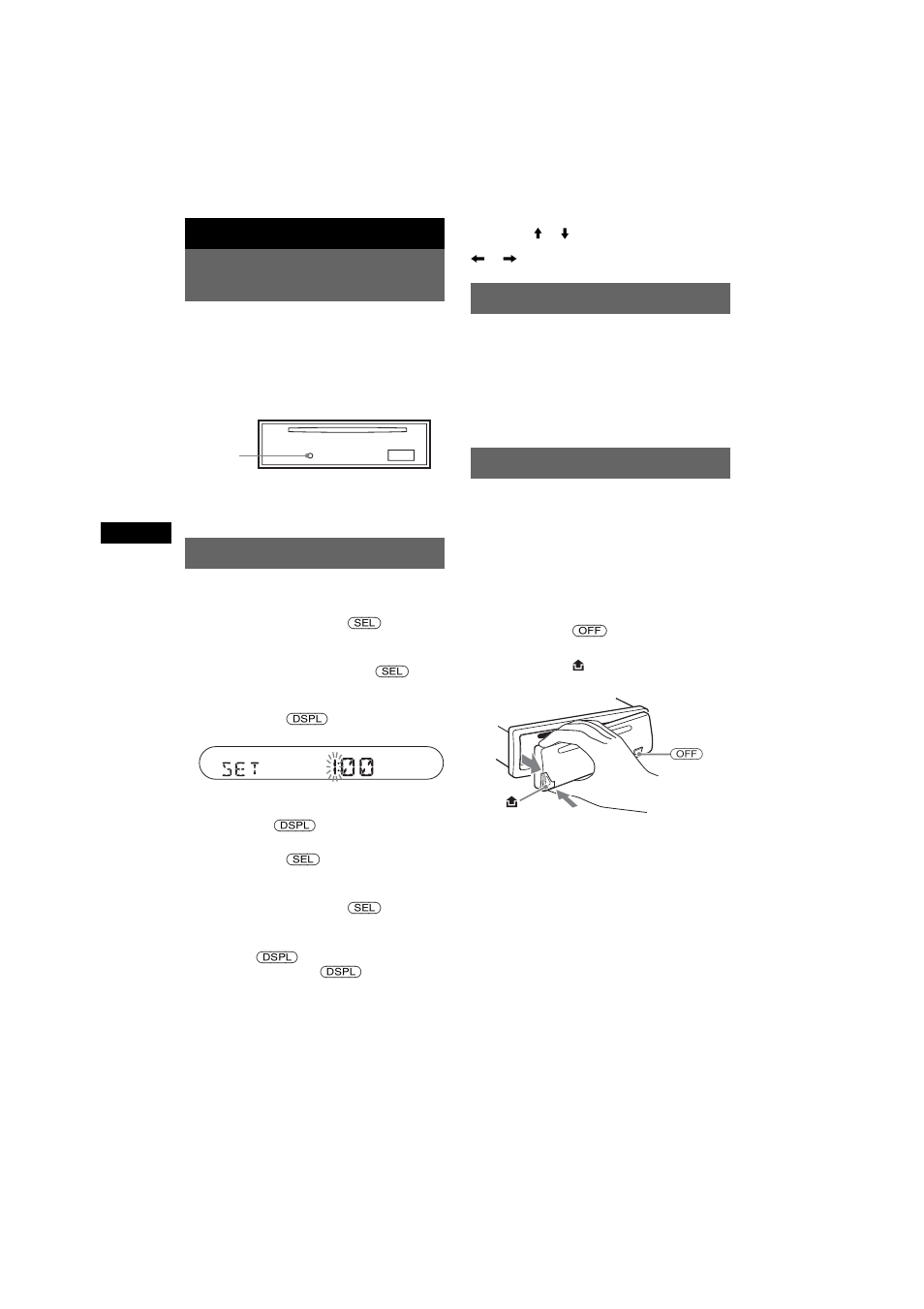 Préparation, Réinitialisation de l’appareil, Réglage de l’horloge | Mode demo, Retrait de la façade | Sony CDX-S2050V User Manual | Page 34 / 80