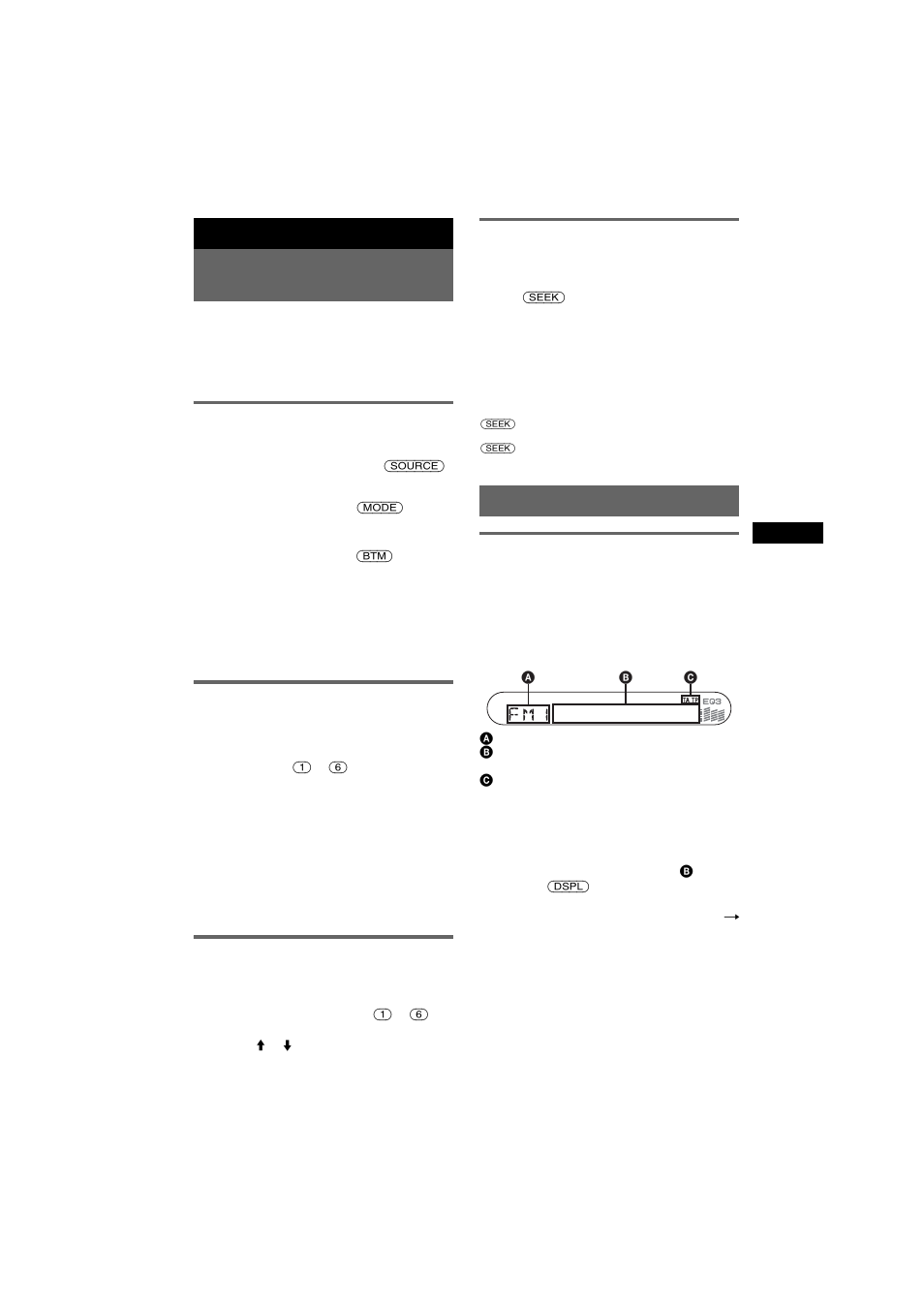 Radio, Réception et mémorisation des stations, Mémorisation automatique des stations - btm | Mémorisation manuelle, Réception des stations mémorisées, Recherche automatique des fréquences, Fonction rds, Aperçu, Mémorisation automatique des stations, Mémorisation automatique des stations — btm 1 | Sony CDX-S2050V User Manual | Page 37 / 80