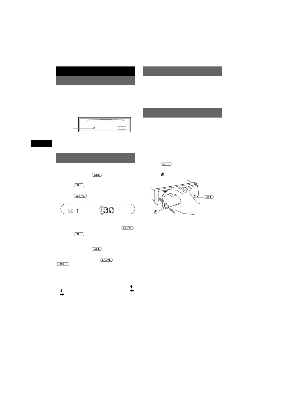 Getting started, Resetting the unit, Setting the clock | Demo mode, Detaching the front panel | Sony CDX-S2050V User Manual | Page 4 / 80