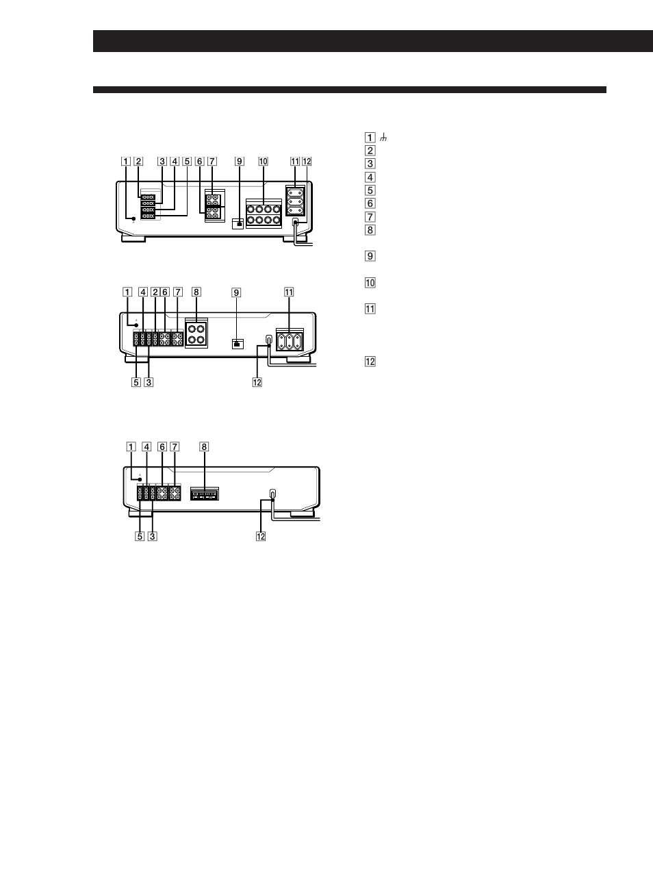 Overzicht van het achterpaneel, Aanvullende informatie 12, Rec out | Rec out in in, Switched 100w max in, Aux tuner cd phono, Switched 100w max, Rec out in, Impedance use 4 - 16 ω, Ta-fe910r | Sony TA-FE210 User Manual | Page 24 / 48