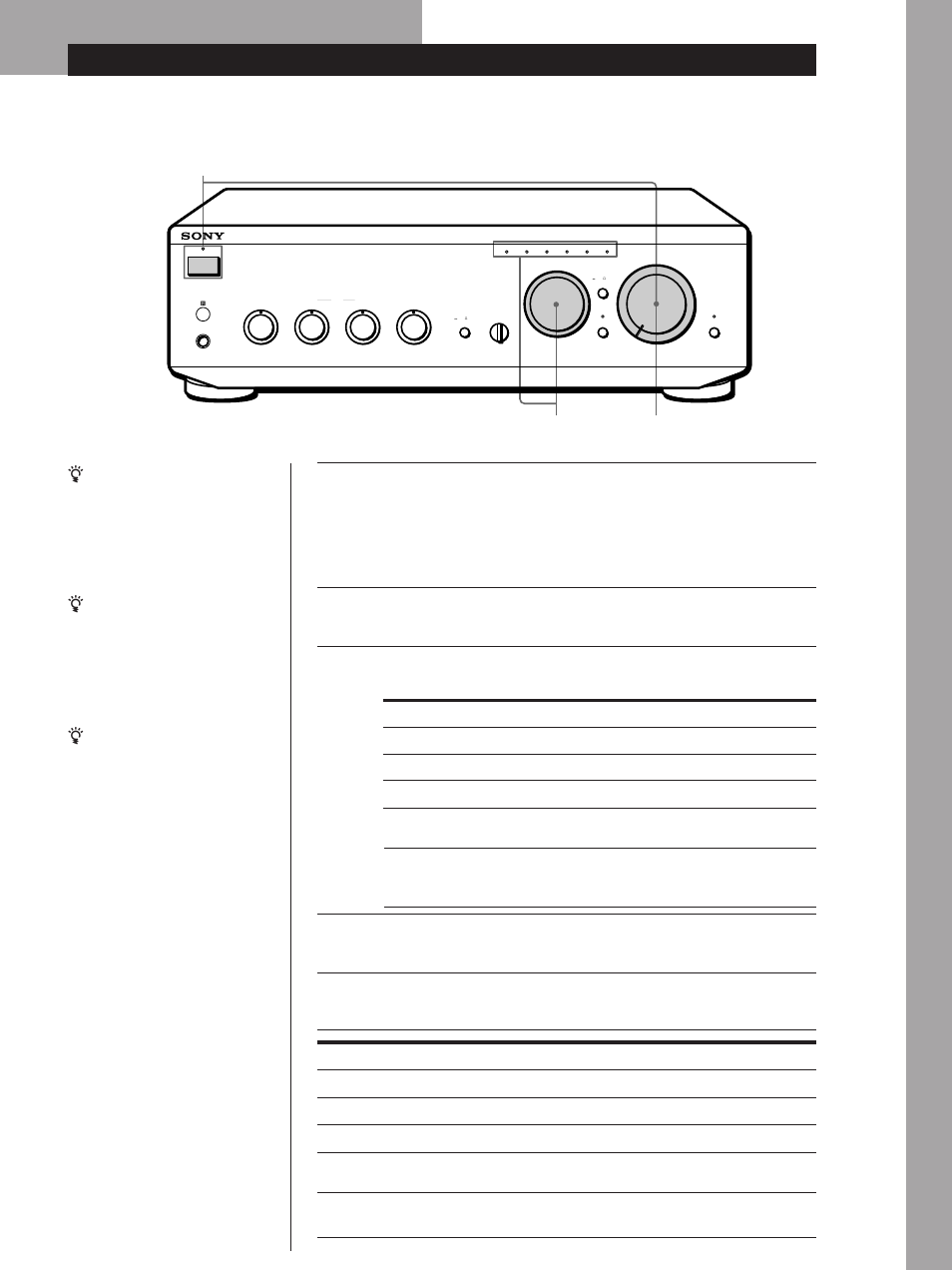Ascolto della musica, Operazioni di base, Operazioni di base 7 | Accendere la fonte di programma da ascoltare, Avviare la fonte di programma, Regolare il volume girando volume | Sony TA-FE210 User Manual | Page 43 / 48
