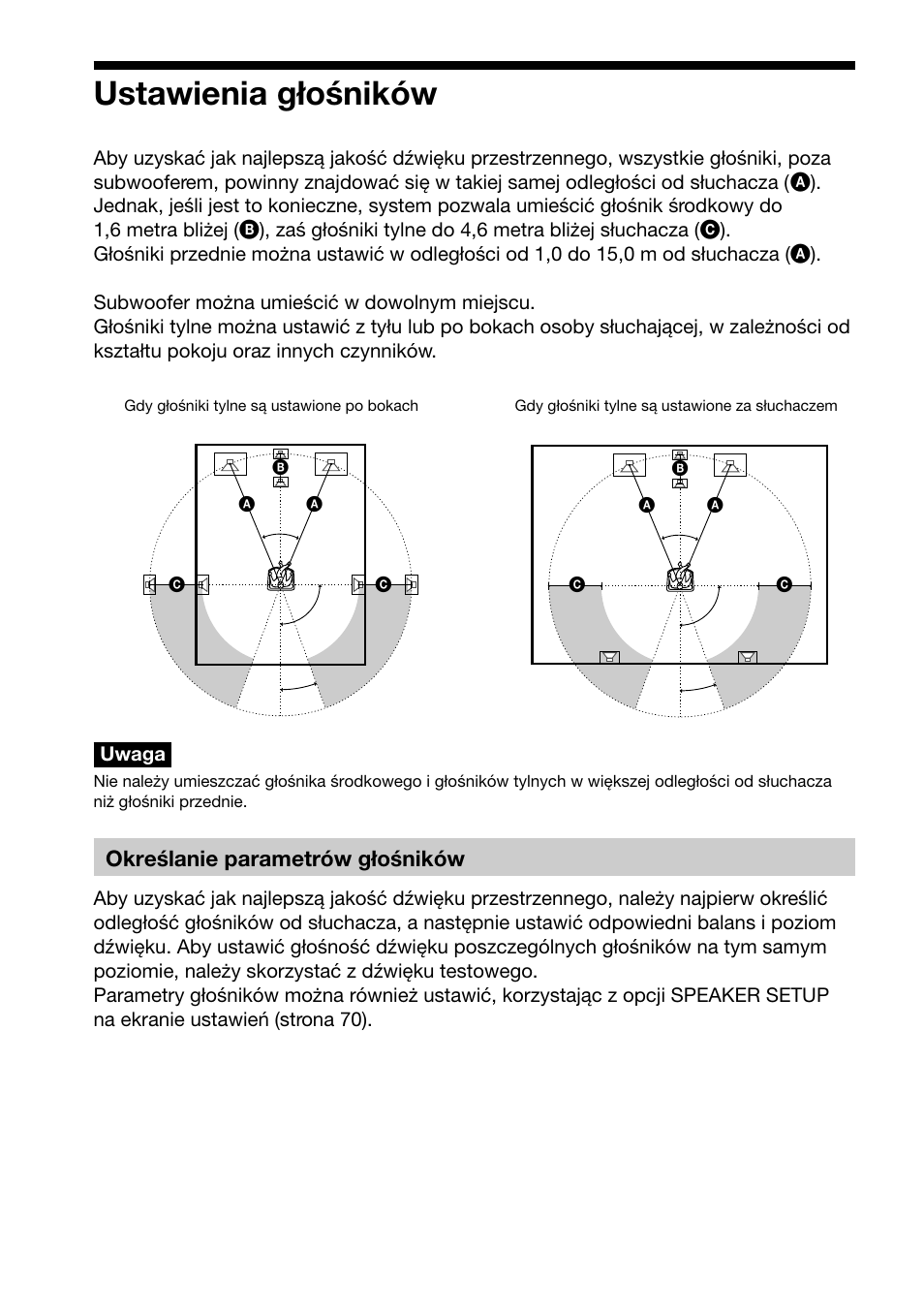 Ustawienia głośników, Określanie parametrów głośników | Sony DAV-C700 User Manual | Page 436 / 496