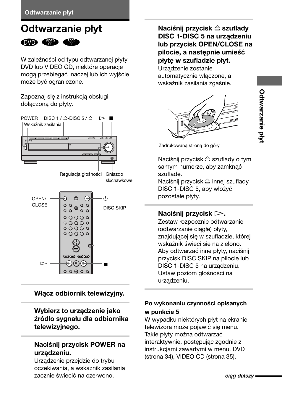 Odtwarzanie płyt | Sony DAV-C700 User Manual | Page 443 / 496