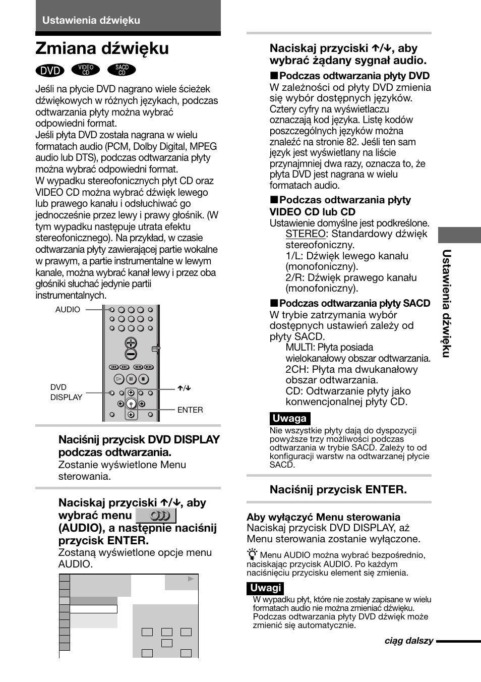 Zmiana dźwięku | Sony DAV-C700 User Manual | Page 459 / 496