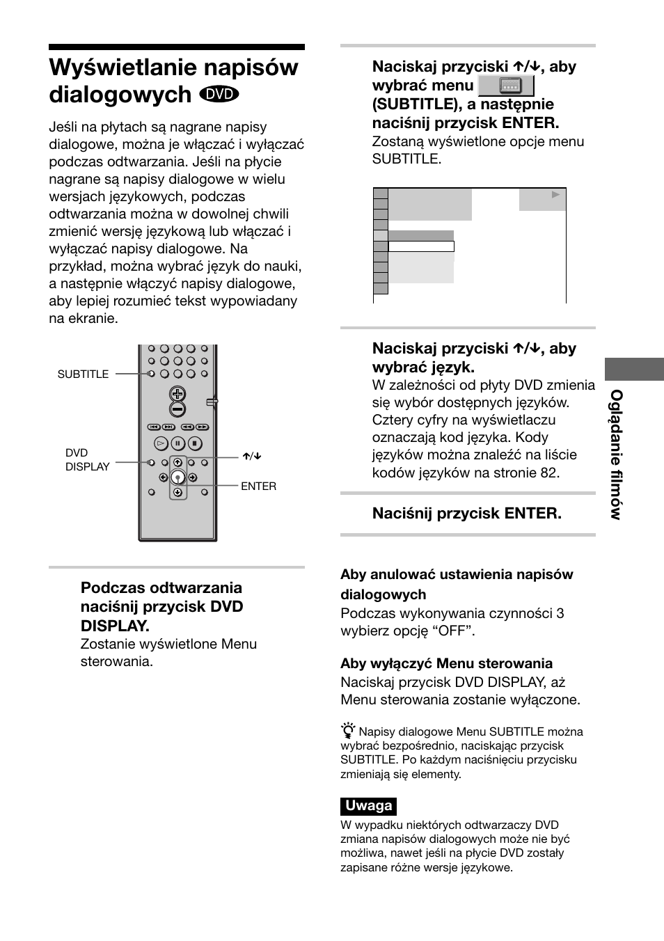 Wyświetlanie napisów dialogowych | Sony DAV-C700 User Manual | Page 465 / 496