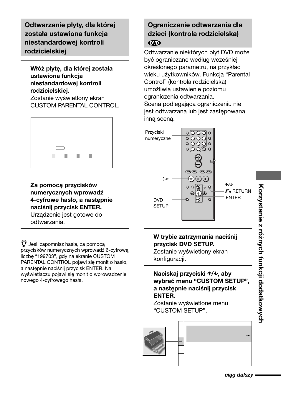 Korzystanie z różnych funkcji dodatkowych | Sony DAV-C700 User Manual | Page 469 / 496