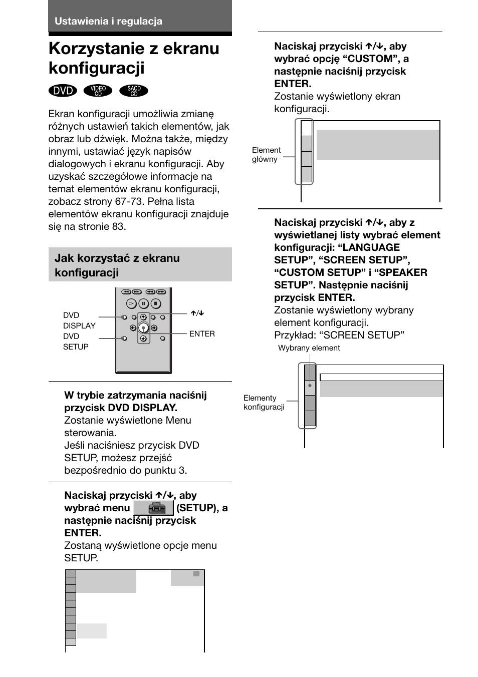 Korzystanie z ekranu konfiguracji | Sony DAV-C700 User Manual | Page 478 / 496