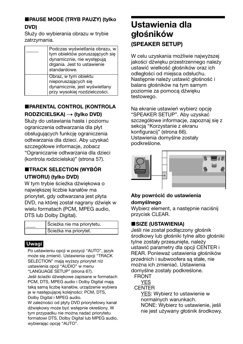 Ustawienia dla głośników, Speaker setup) | Sony DAV-C700 User Manual | Page 482 / 496