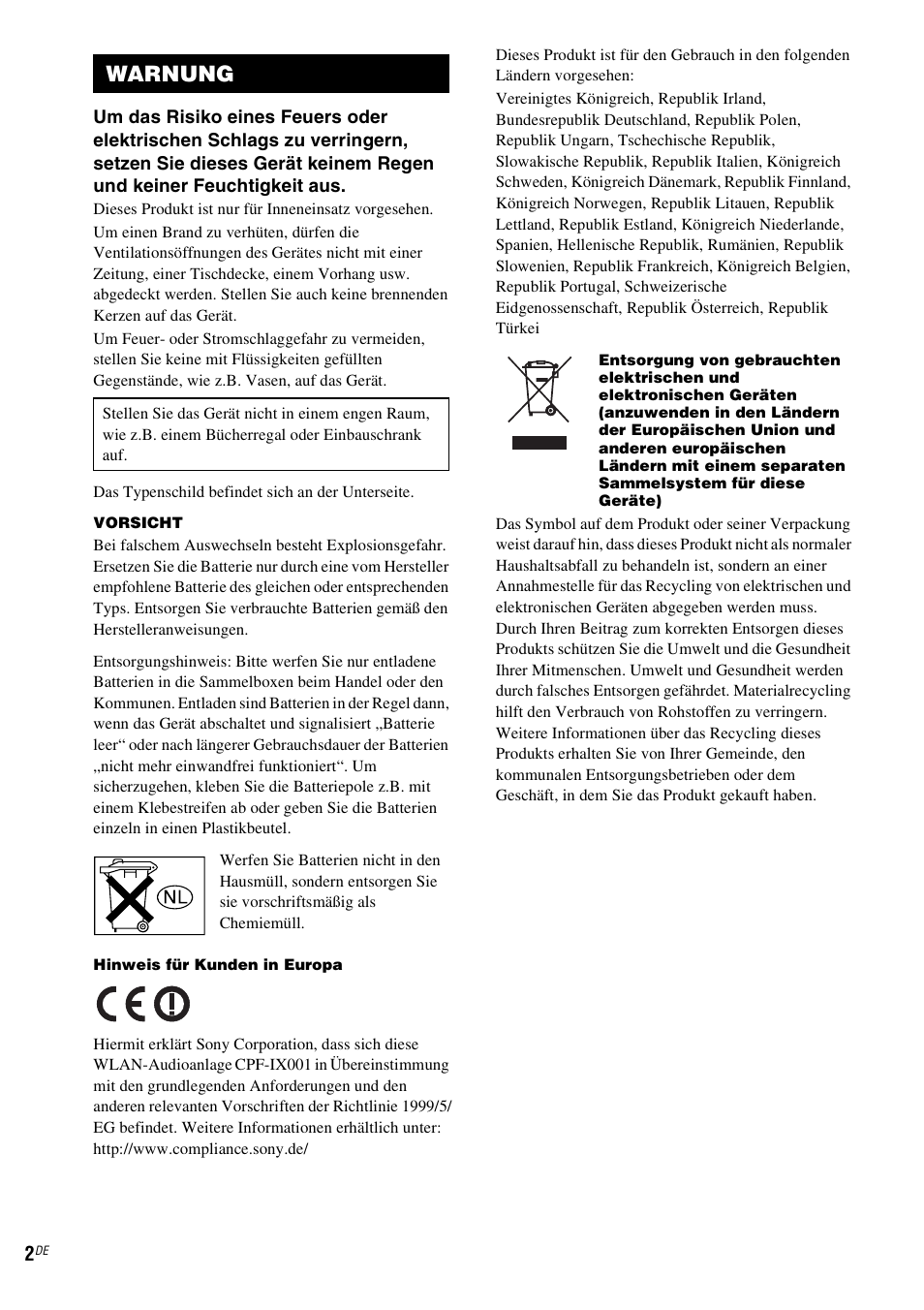 Warnung | Sony CPF-IX001 User Manual | Page 108 / 379