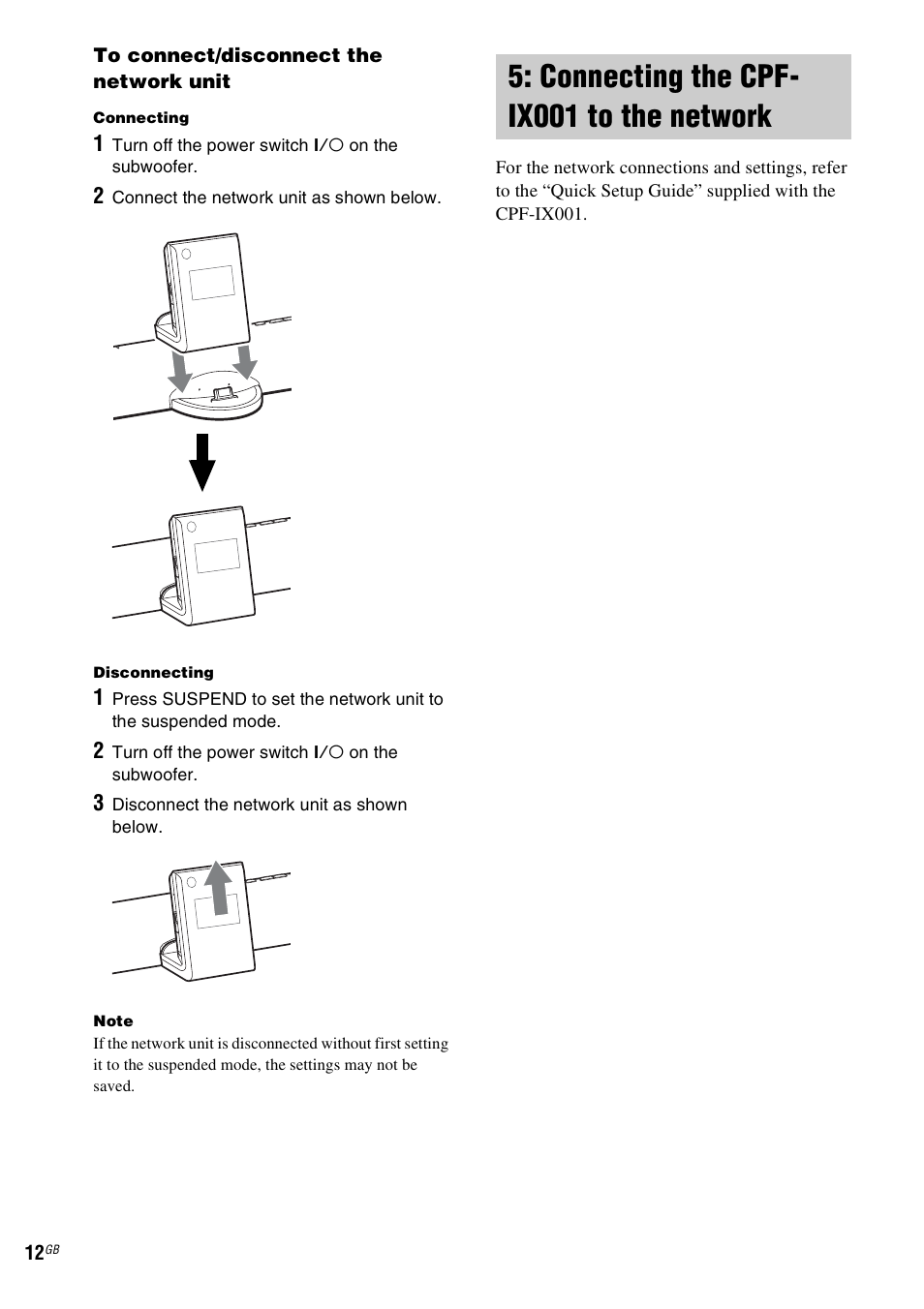 Connecting the cpf-ix001 to the network, Connecting the cpf-ix001 to the, Network | Connecting the cpf- ix001 to the network | Sony CPF-IX001 User Manual | Page 12 / 379